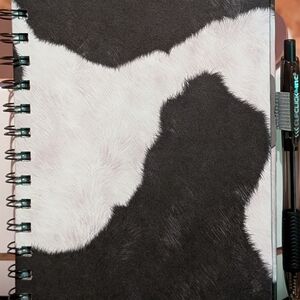 Black and White Cow Print Notebook With Pen Holder